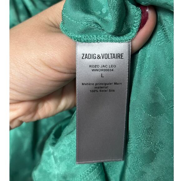 Zadig & Voltaire Rozo Leopard Jacquard Silk Dress Irish Women’s Size L - Picture 7 of 10